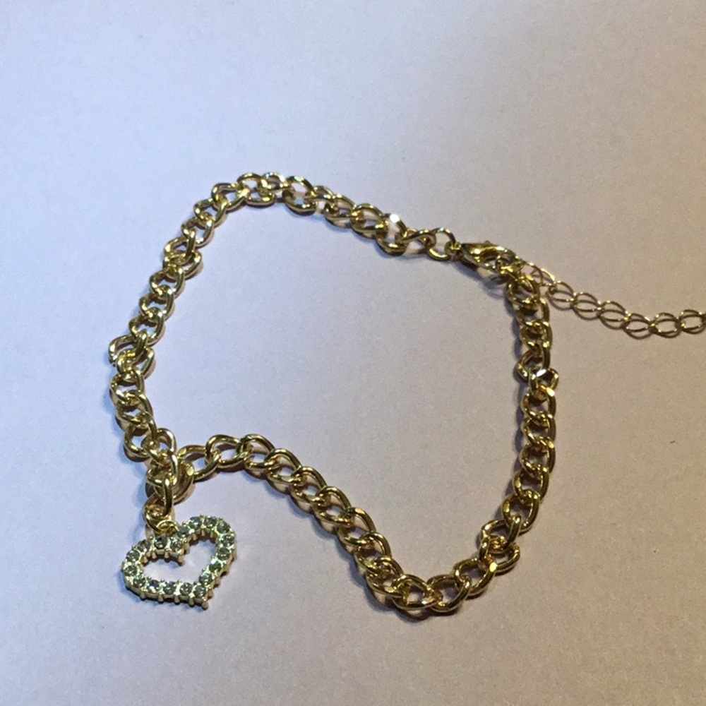 Vintage Gold Bracelet or anklet with Heart Charm